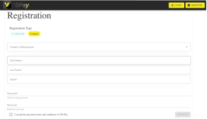 Select your country of registration. Enter your First name, Last name and Email address in the spaces provided. Create a strong password that will be used to access your account in the future. 